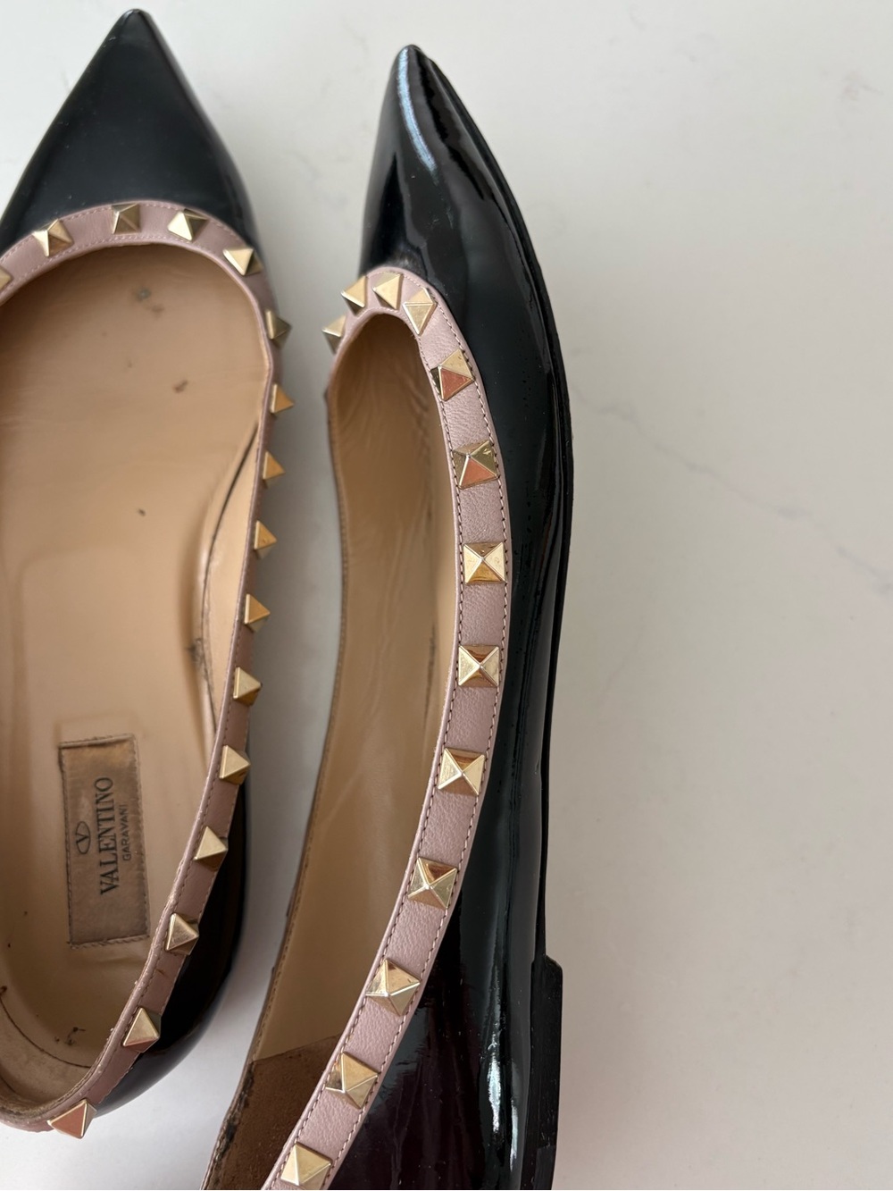 Valentino Garavani Rockstud Patent Leather Ballet Flats Size 41 Black Luxury - Picture 6 of 9